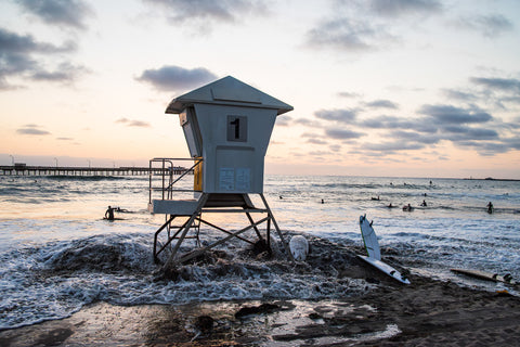 Ocean Beach & Surfers, San Diego, CA - Classic Wall Art Collection