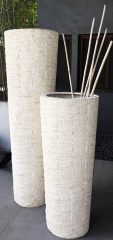 Palmera Natural Stonecast Decorative Floor Vase / Faux Plant Planter - Short / Small