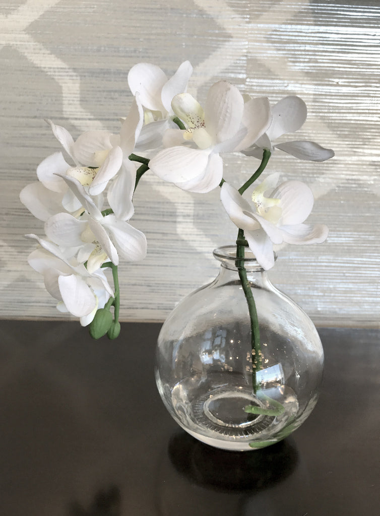 Perfect White Orchid in a Glass Vase