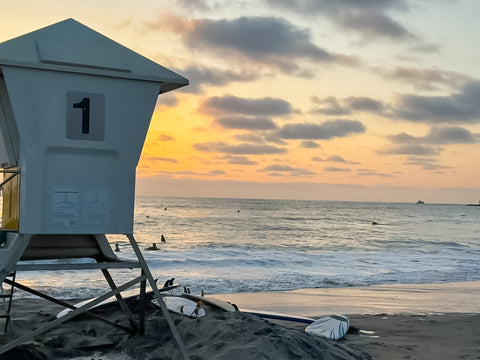 Lifeguard Station in Golden Hour - San Diego  - Premium Acrylic or Metal Wall Art Collection