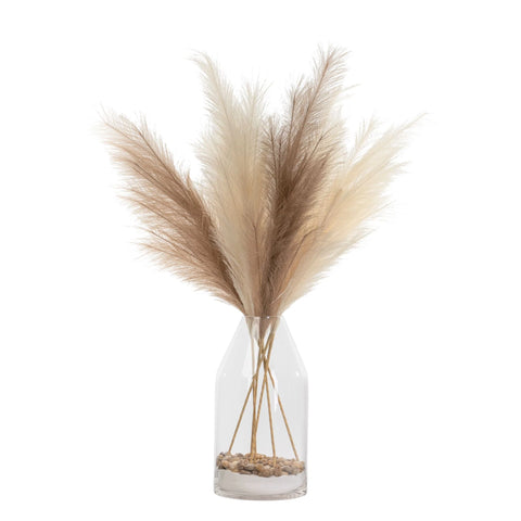 17" Tapered Vase with Faux Pampas Grass Arrangement AR1413