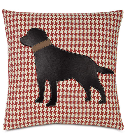BLACK LAB DOG ON BOWLINE - Accent Pillow Cushion