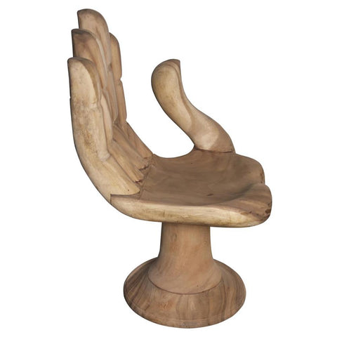 Noir Buddha Global Bazaar Brown Teak Wood Hand Palm Occasional Lounge Chair