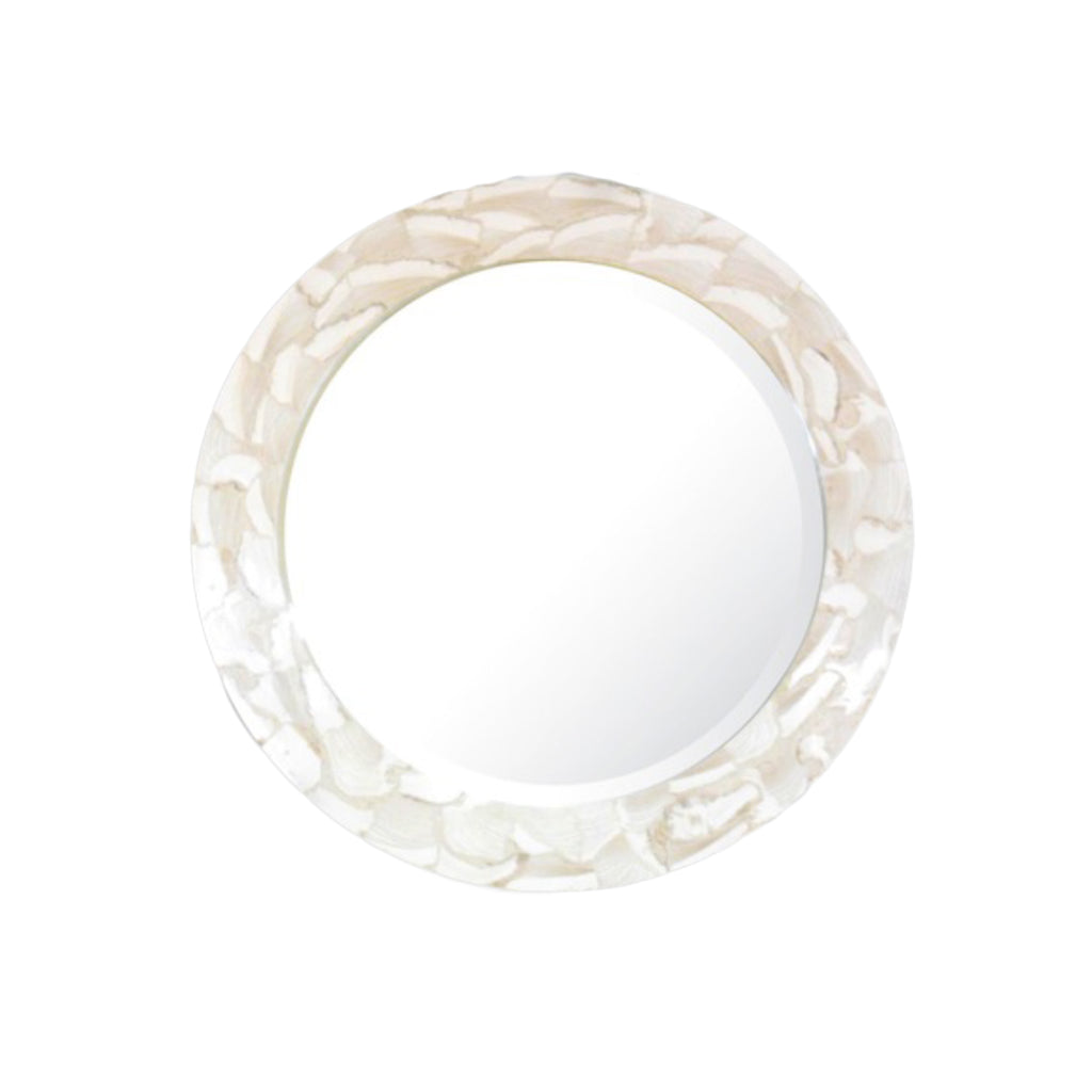 Clam Stone Mirror in Rosette Pattern