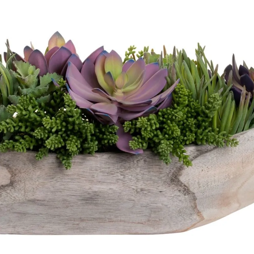succulent plant arrangements for sale Sedona Wood Boat Planter Succulent Faux Floral Arrangement 36" – Ocean Blu Designs